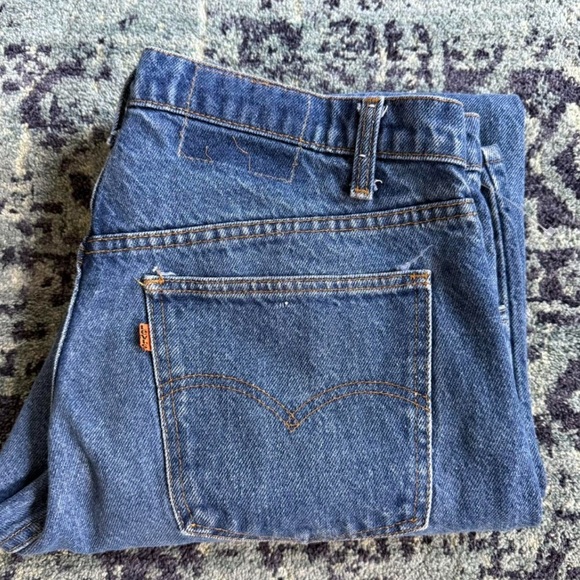 Vintage RARE Orange Tab Medium Wash Made in the USA Straight Leg Jeans Size 34 - Picture 1 of 7